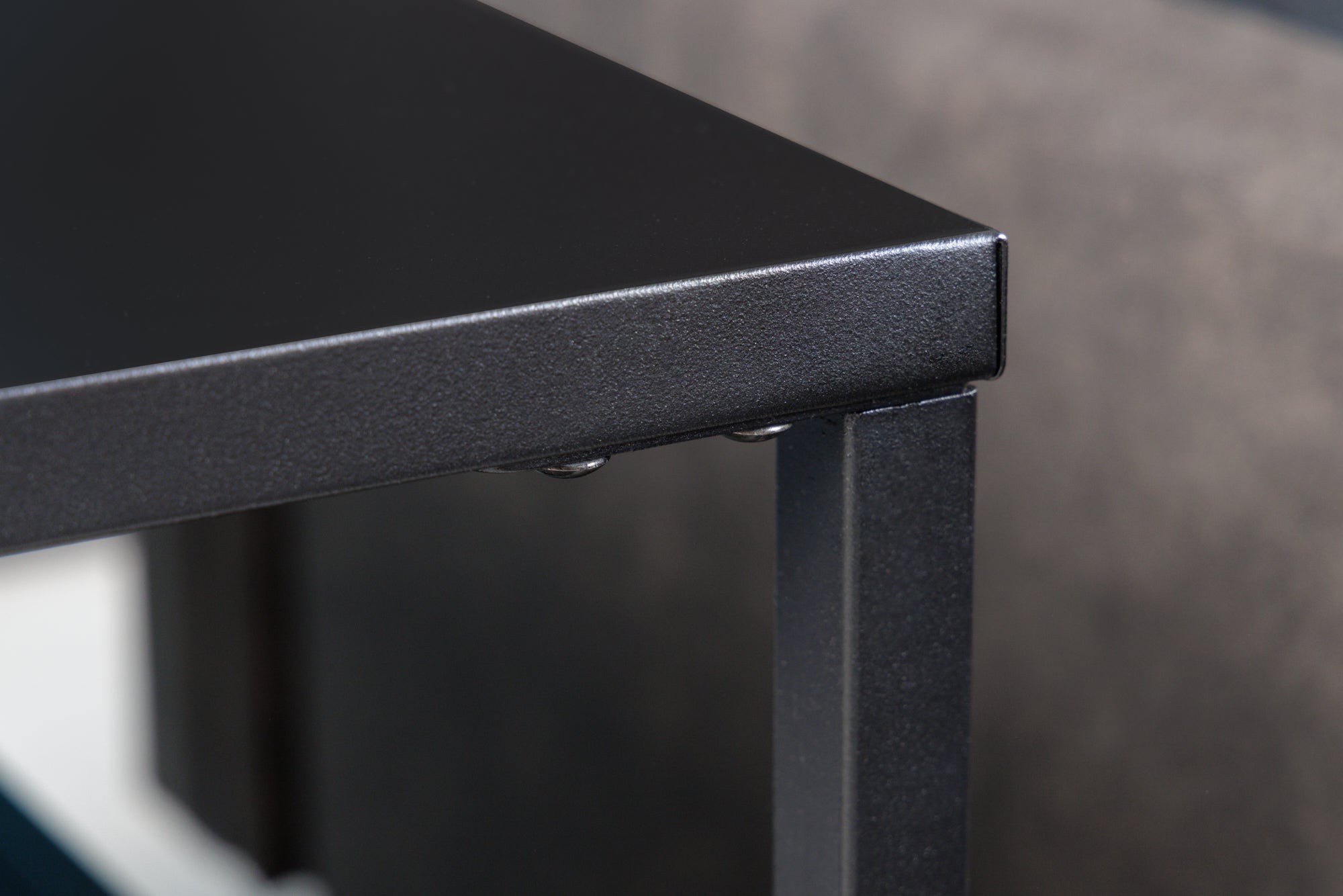 DURA STEEL Mesa auxiliar moderna de metal negro de 50 cm con compartimento de almacenaje