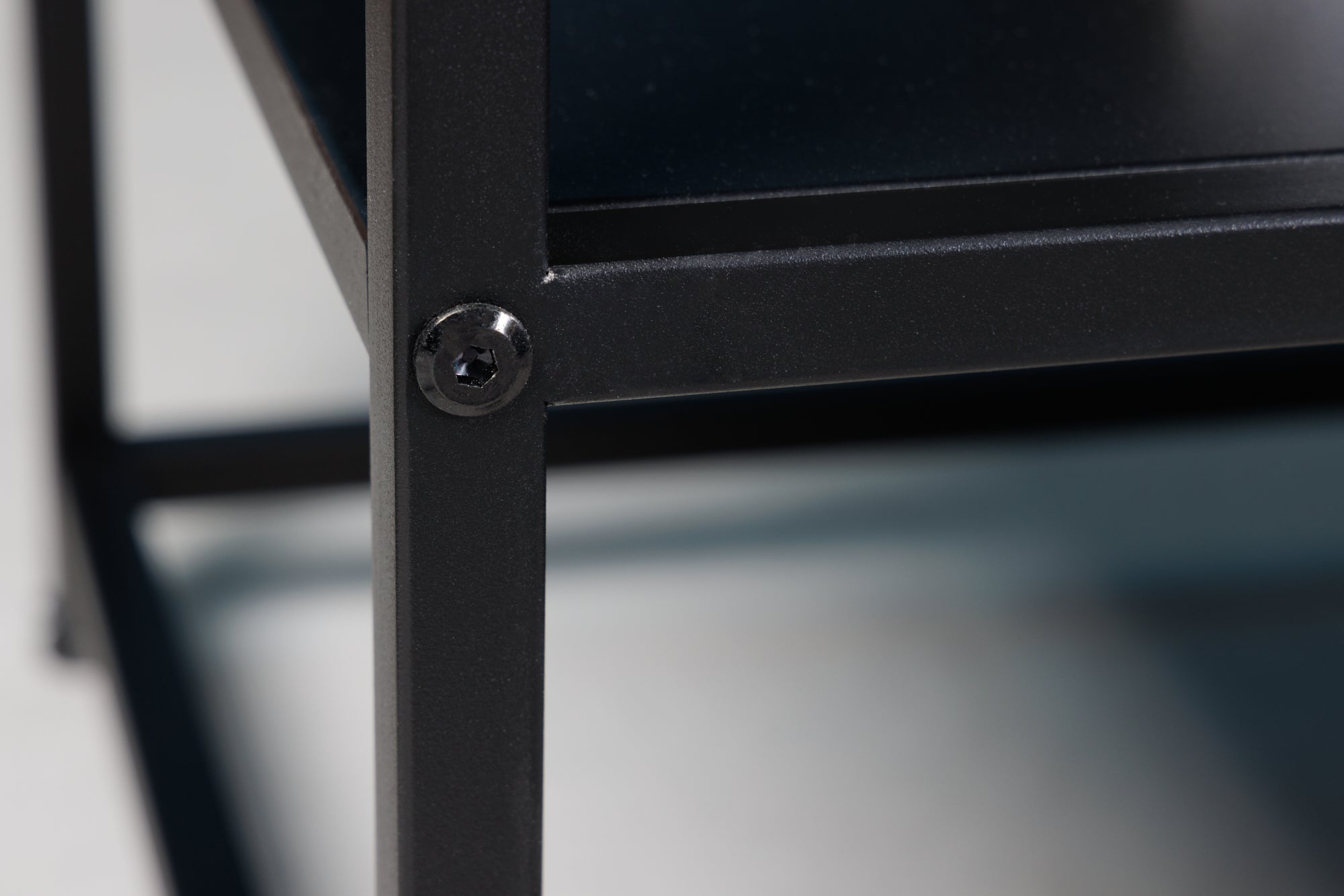 DURA STEEL Mesa auxiliar moderna de metal negro de 50 cm con compartimento de almacenaje