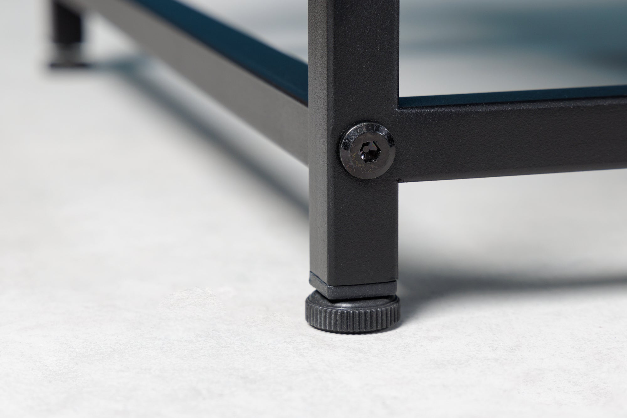 DURA STEEL Mesa auxiliar moderna de metal negro de 50 cm con compartimento de almacenaje