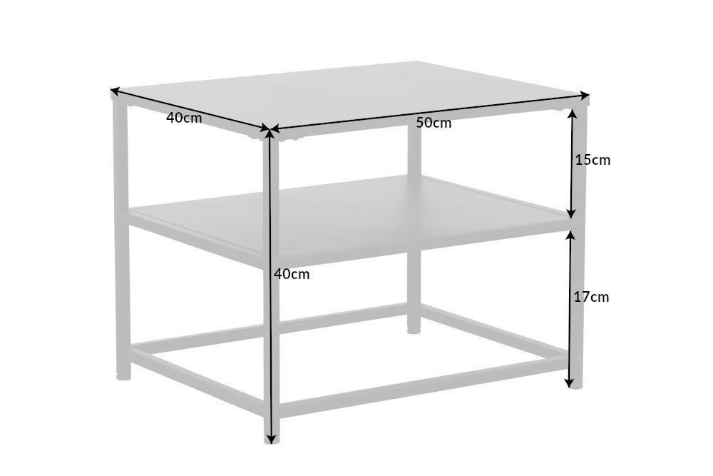 DURA STEEL Mesa auxiliar moderna de metal negro de 50 cm con compartimento de almacenaje