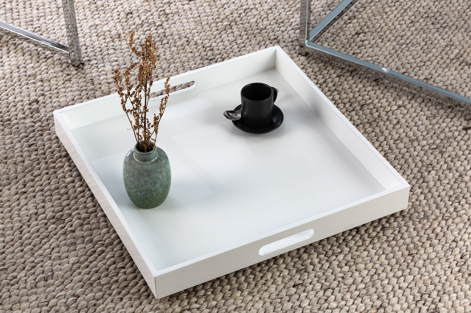 Mesa auxiliar moderna juego de 2 ELEMENTS 50cm tablero desmontable cromo blanco