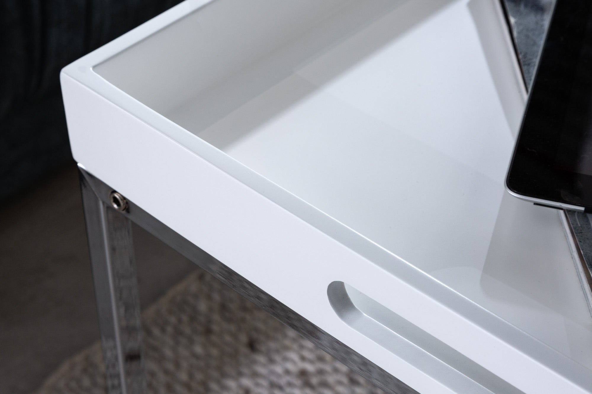 Mesa auxiliar moderna juego de 2 ELEMENTS 50cm tablero desmontable cromo blanco