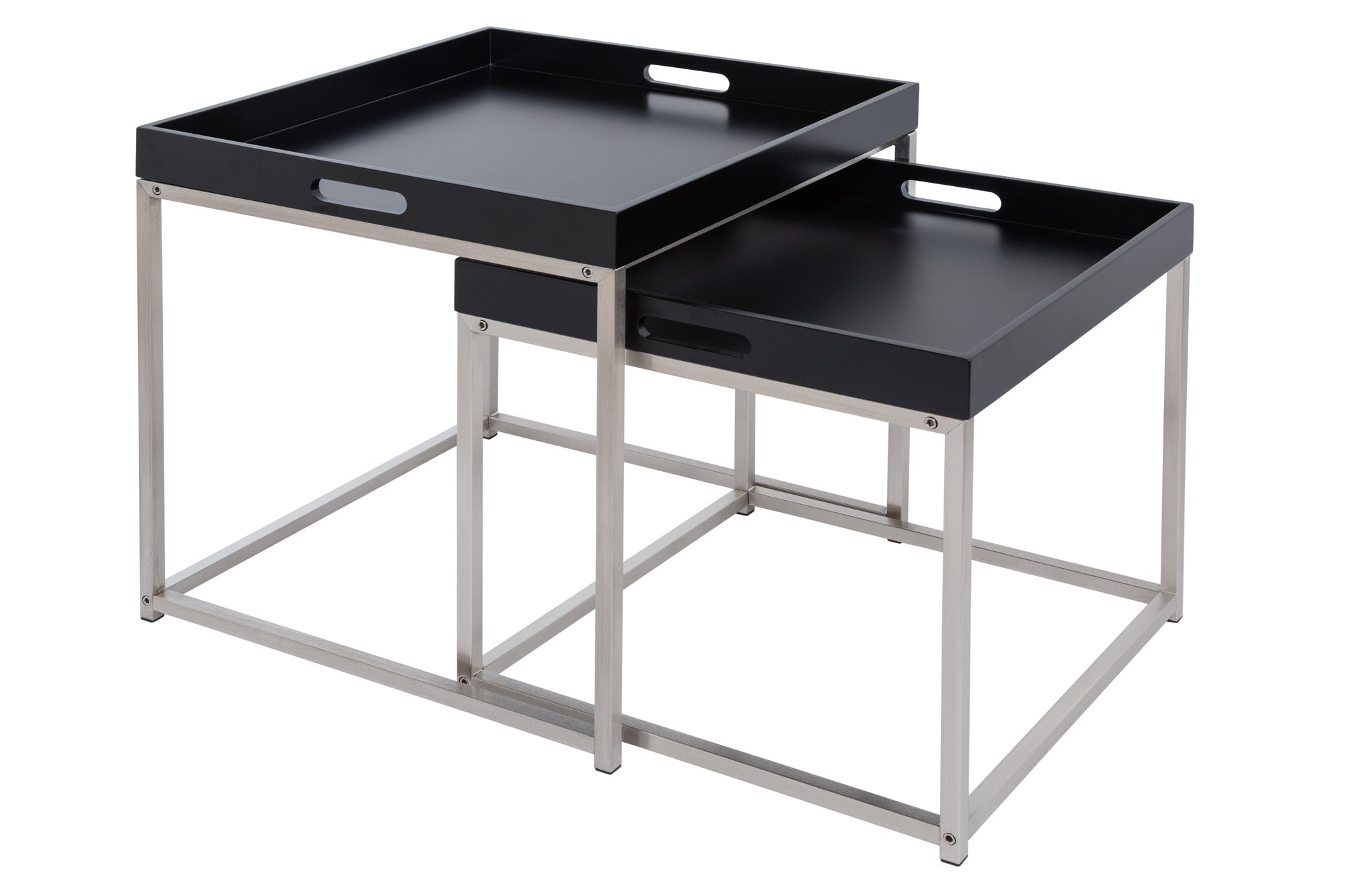 Moderna mesa auxiliar juego de 2 ELEMENTS 50cm tapa de acero negro extraíble