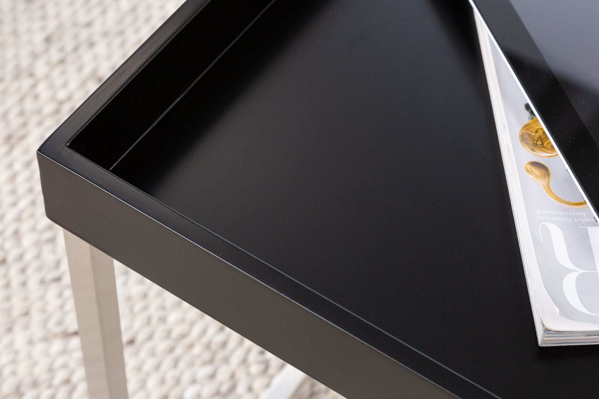 Table d'appoint moderne lot de 2 ELEMENTS 50cm plateau amovible en acier noir