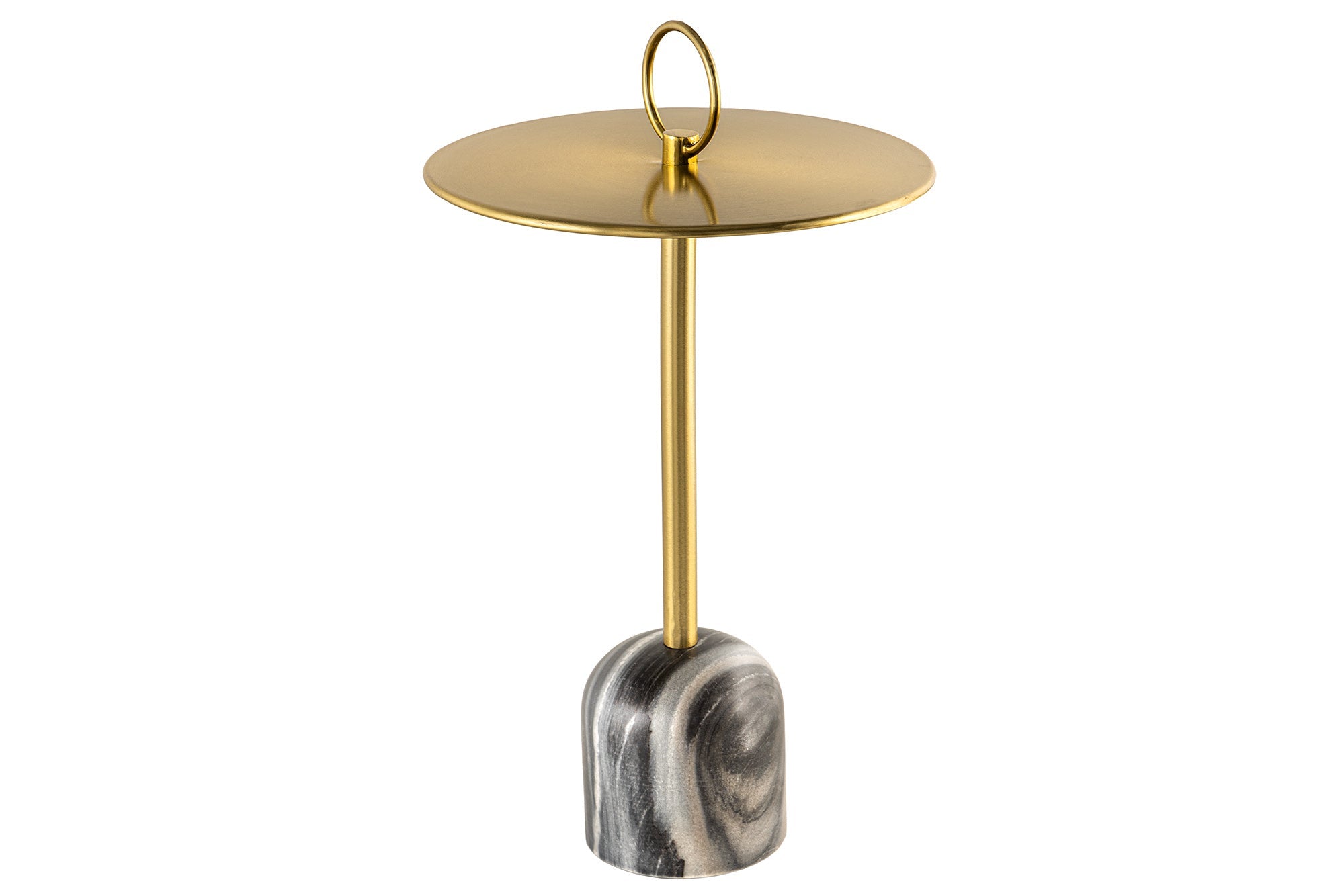 ELEGANCE Mesa auxiliar redonda de 60 cm de hierro dorado y mármol artesanal