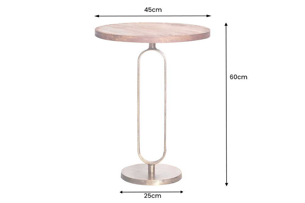 ELEGANCE mesa auxiliar redonda 60cm latón madera mango metal aluminio macizo hecha a mano