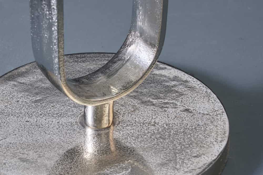 Table d’appoint ronde ELEGANCE 60cm métal argenté aluminium fait main