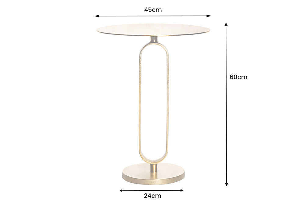 ELEGANCE Mesa auxiliar redonda de 60 cm de metal dorado y aluminio artesanal