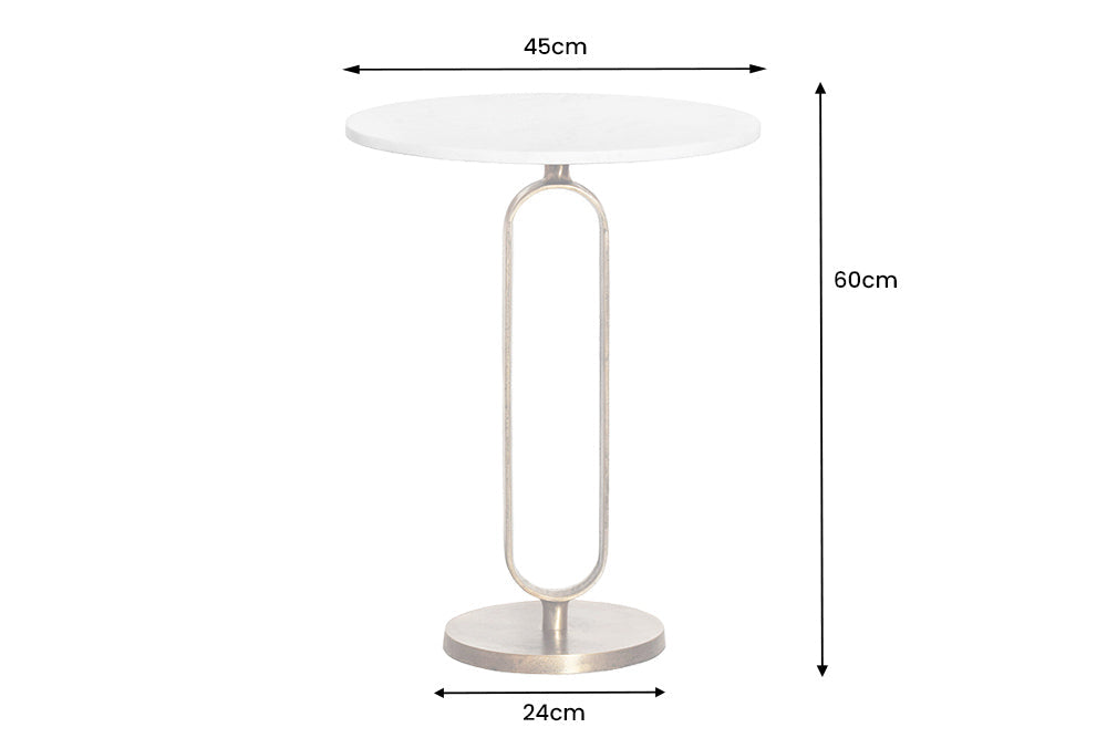 ELEGANCE mesa auxiliar redonda 60cm oro blanco mármol antiguo metal aluminio hecho a mano