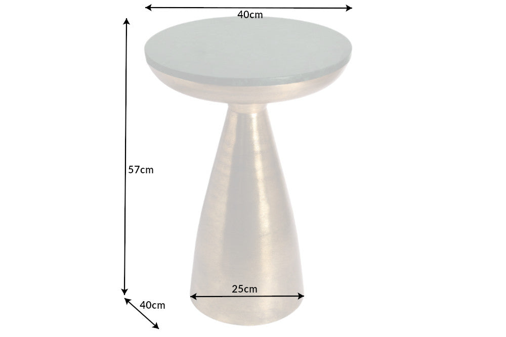 ELEMENTS Mesa auxiliar redonda de 60 cm de mármol verde dorado hecho a mano