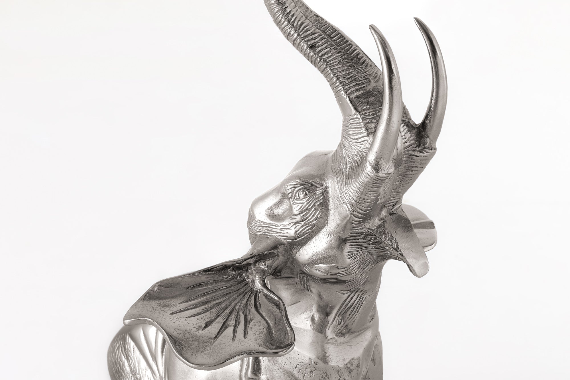 ELEFANTE mesa auxiliar redonda 80cm metal plateado cristal marmol escultura hecha a mano