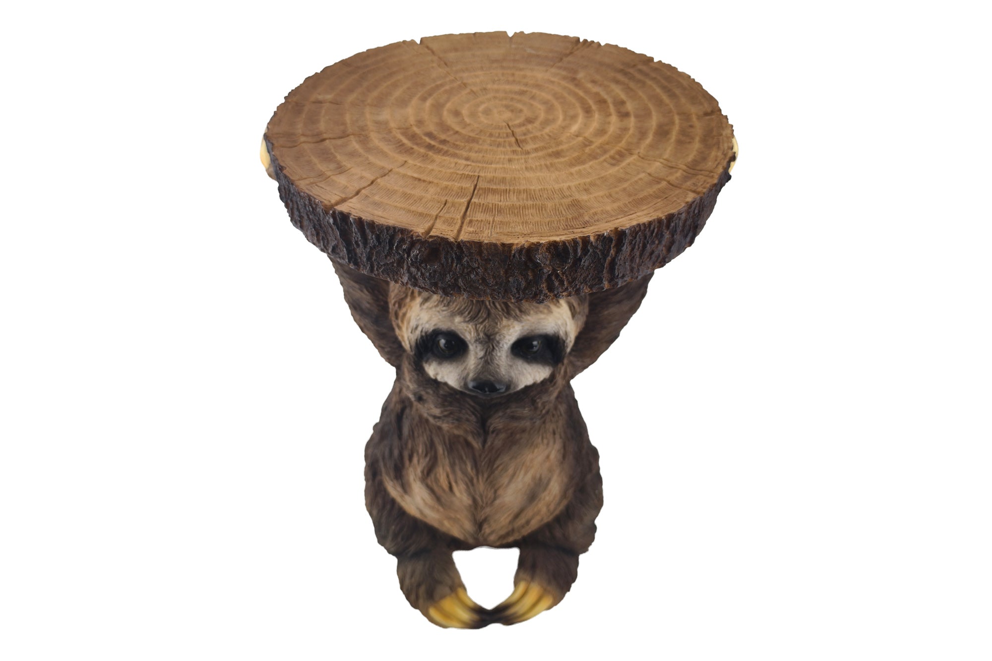 Table d’appoint ronde SLOTH 50cm sculpture de paresseux gris marron faite à la main