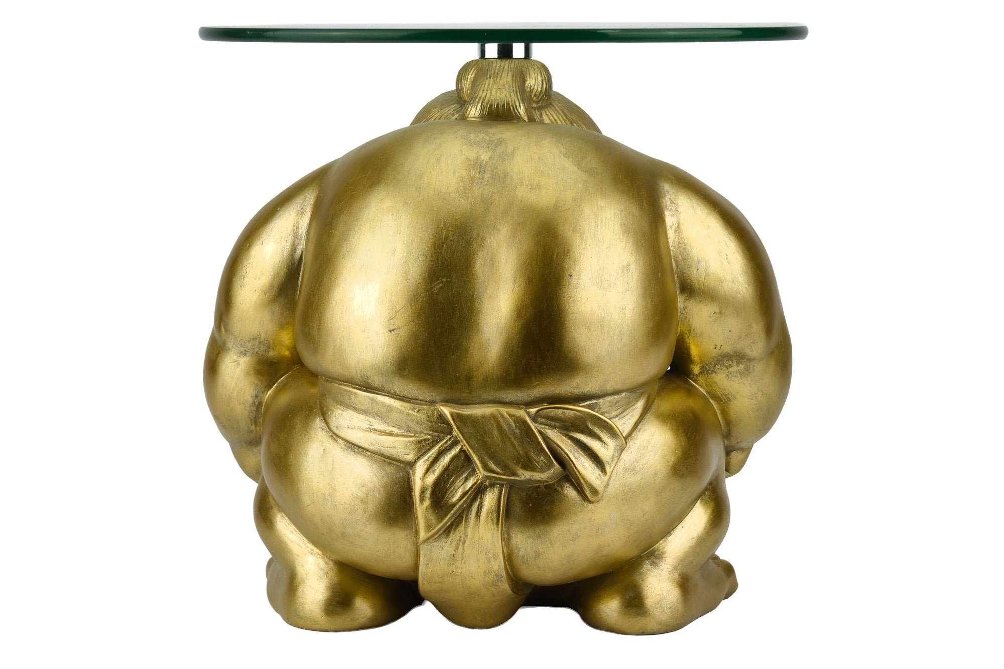 Table d’appoint ronde SUMO 30cm sculpture dorée faite main