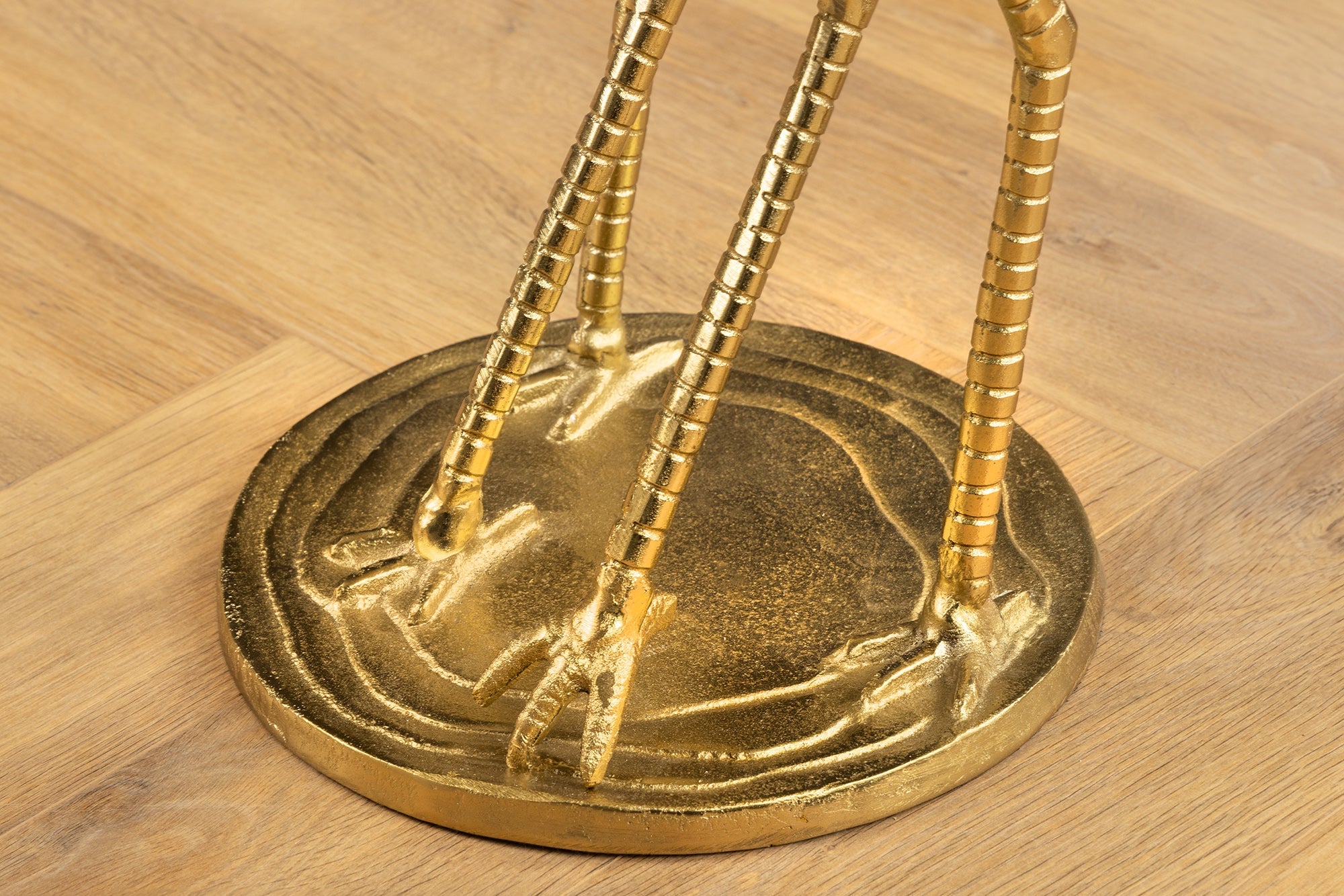 Mesa auxiliar redonda WILDLIFE CRANE 55cm escultura de grulla de cristal dorado hecha a mano