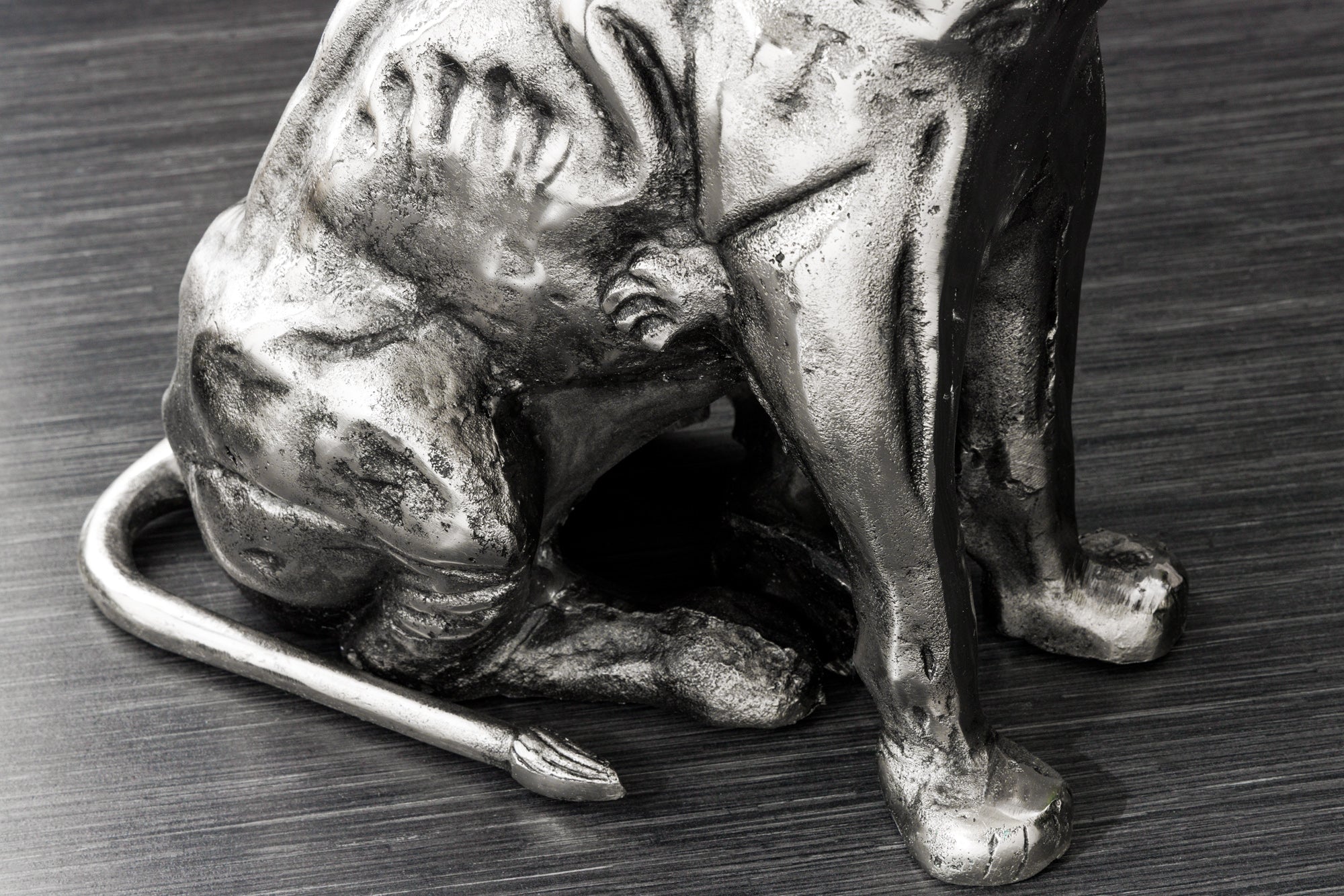 WILDLIFE LION mesa auxiliar redonda 60cm escultura león de cristal metal plateado antiguo