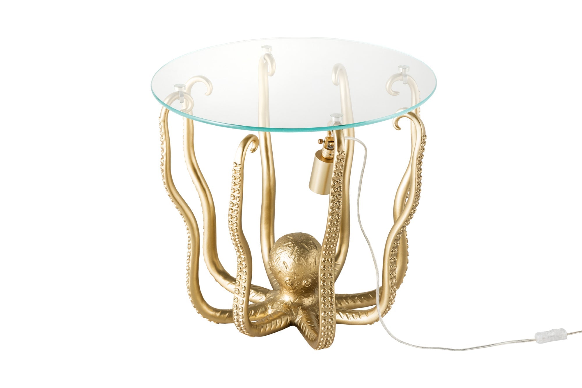 WILDLIFE OCTOPUS mesa auxiliar redonda 50cm oro escultura vidrio