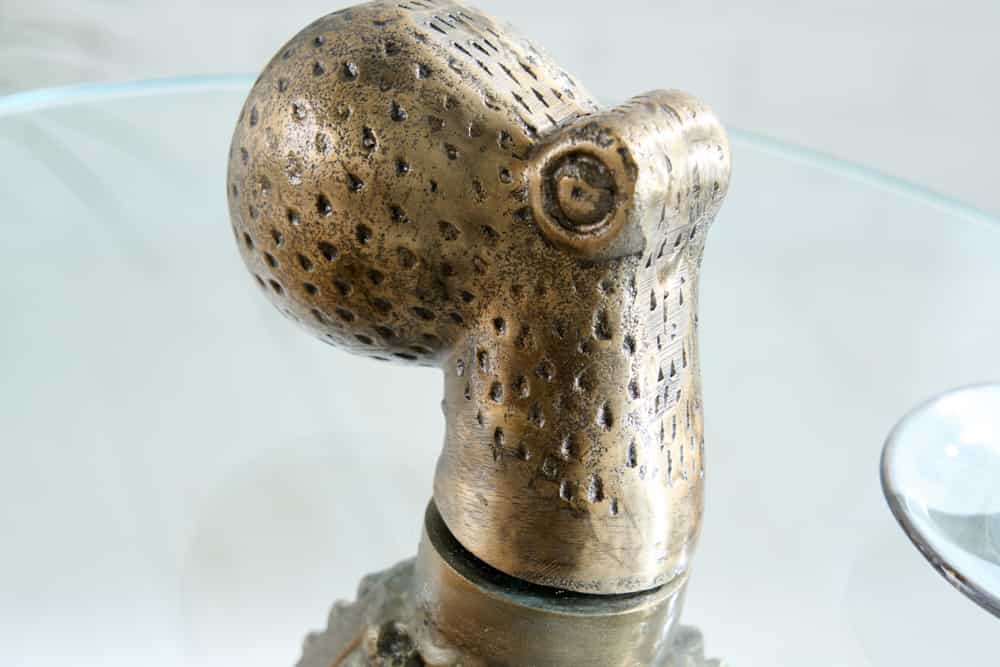 WILDLIFE OCTOPUS mesa auxiliar redonda 70cm latón metal dorado escultura de vidrio hecha a mano