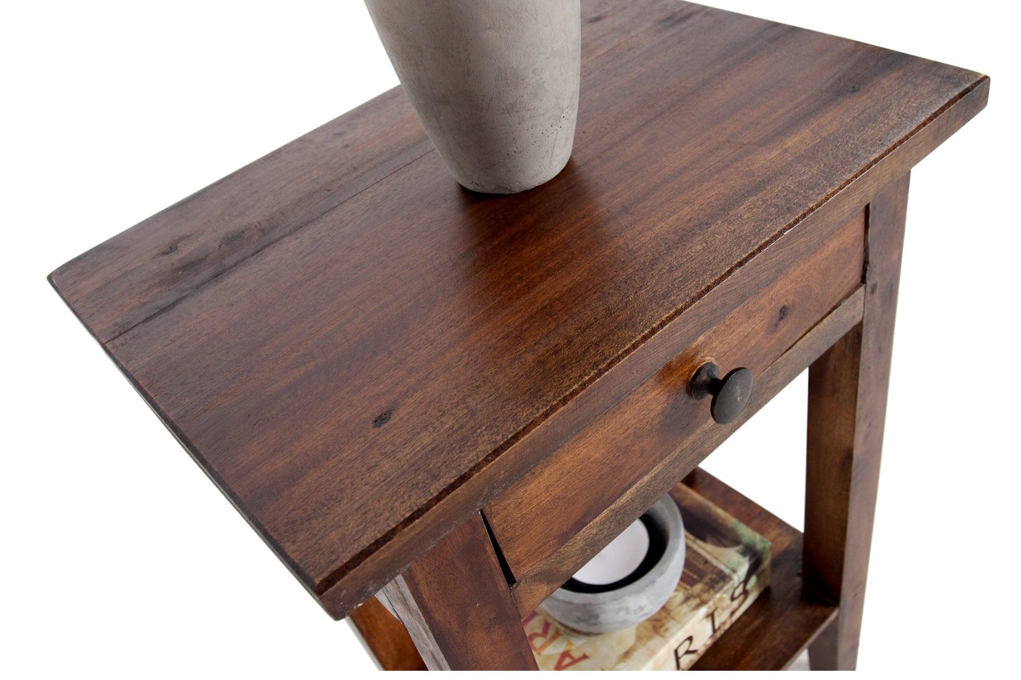 HEMINGWAY Mesa auxiliar de teléfono de caoba maciza de 55 cm en estilo shabby chic