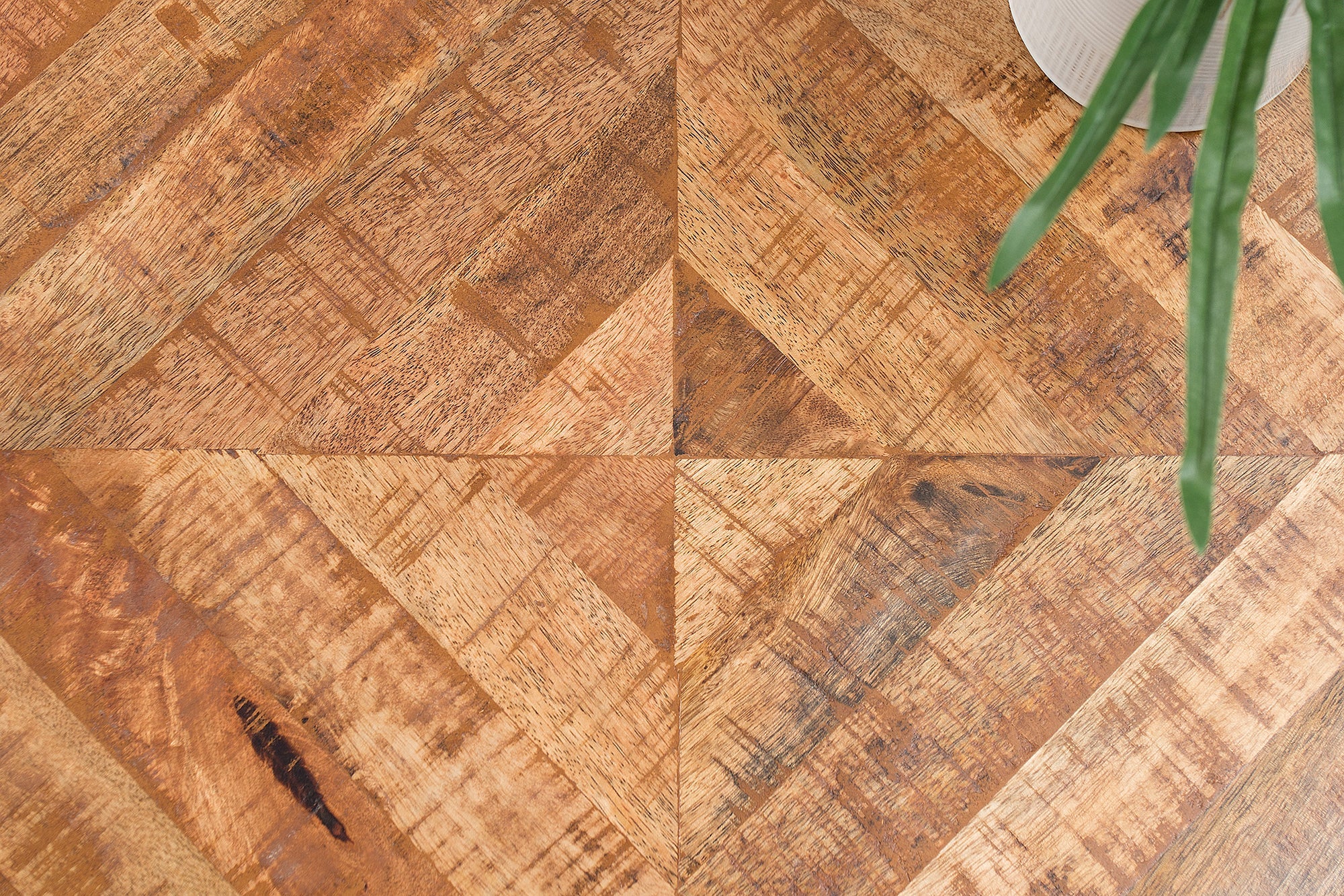 INFINITY HOME Mesa auxiliar maciza de 60cm en madera de mango, diseño industrial