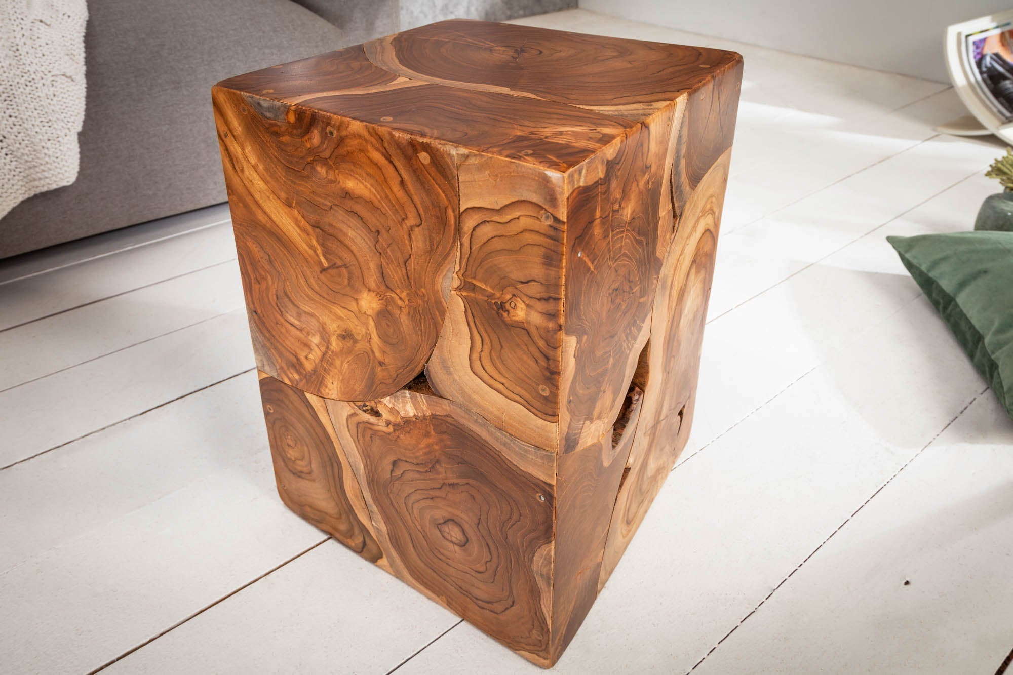 Table d’appoint solide SQUARE 30cm tabouret cube en teck