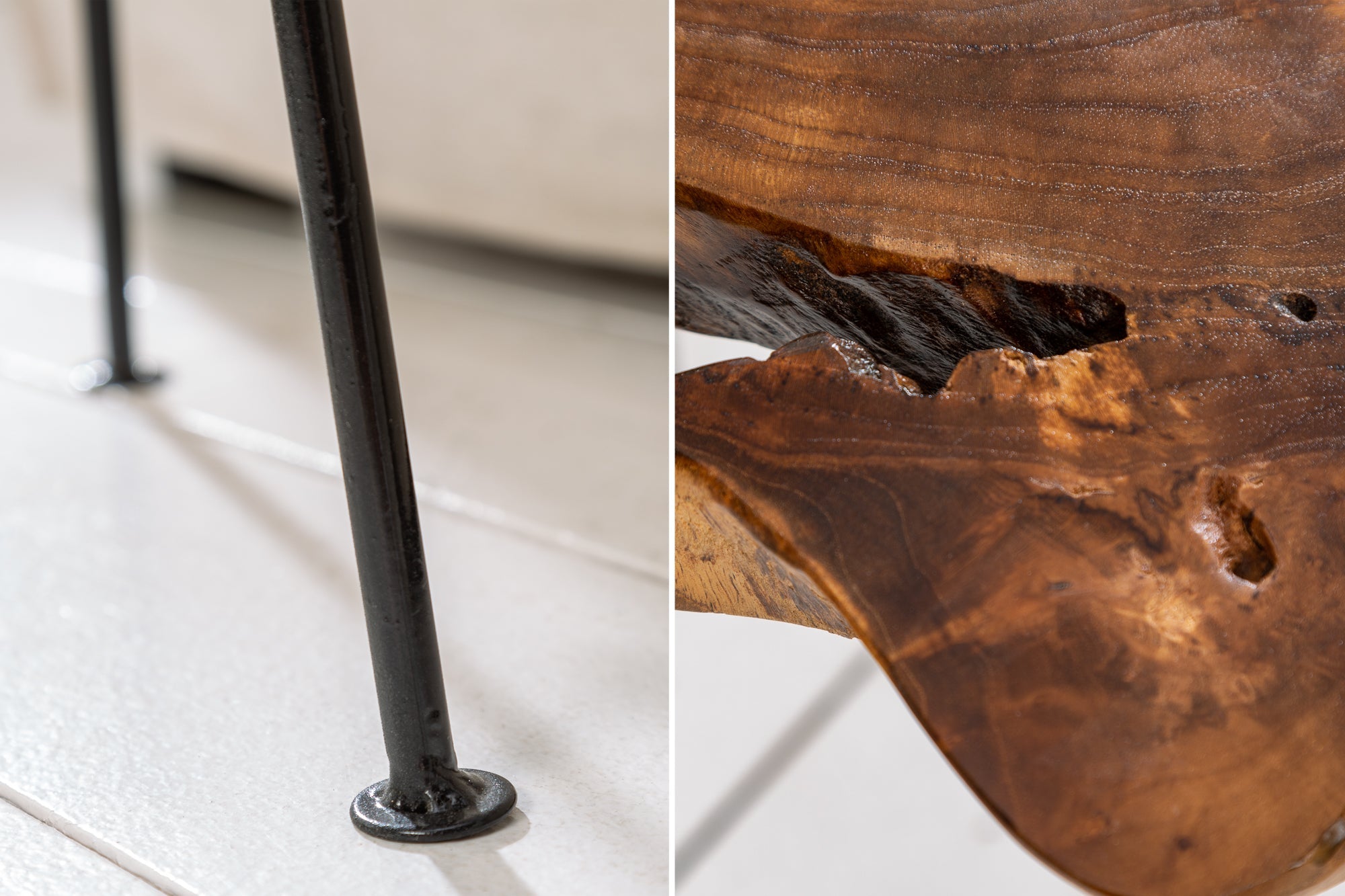 Mesa auxiliar Unique WILD de 40 cm en planchas de teca