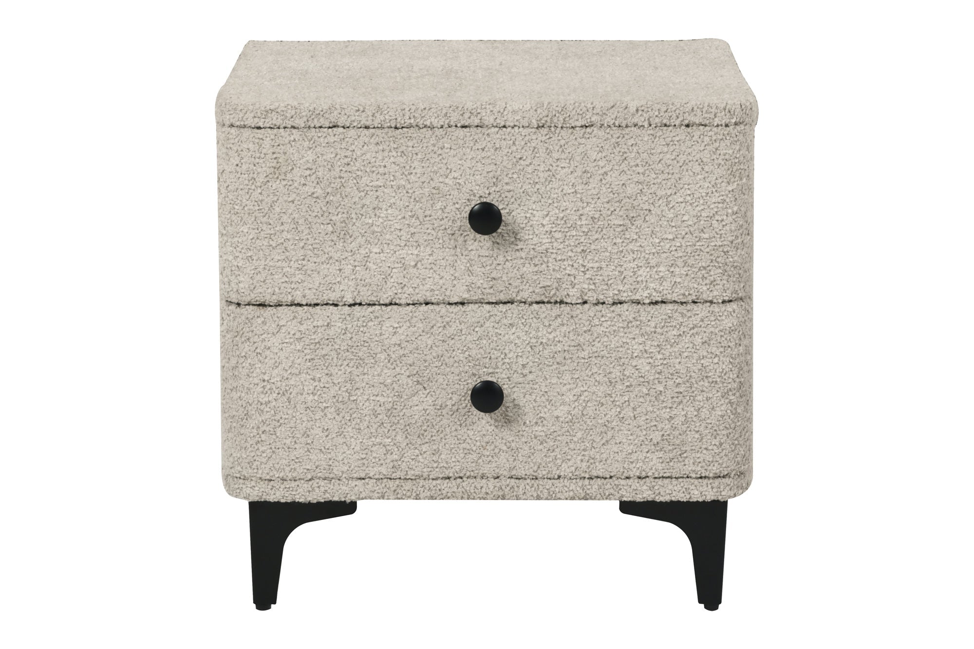 Table de chevet moderne ART DECO 45cm Bouclé grège avec tiroirs en métal noir