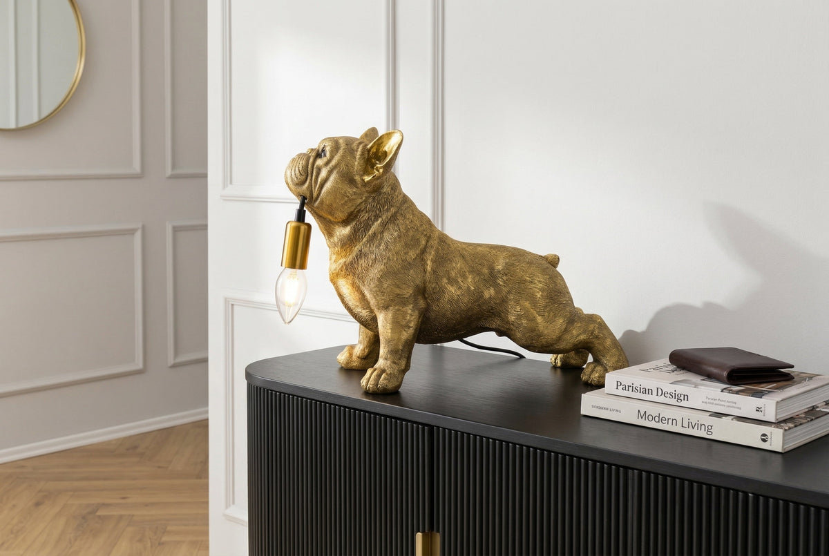 Table lamp BULLDOG 35cm gold dog sculpture