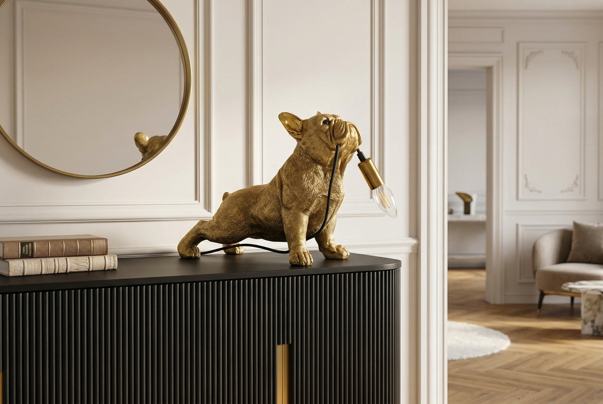Table lamp BULLDOG 35cm gold dog sculpture