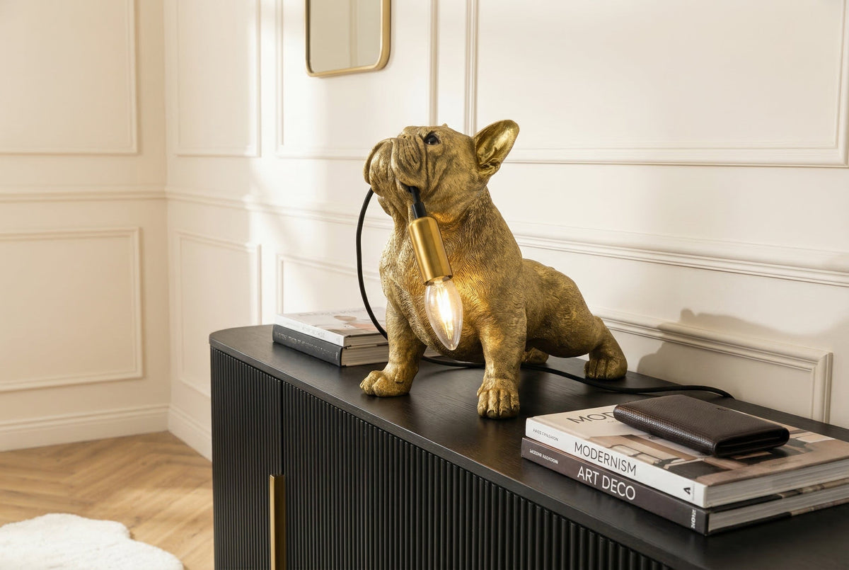 Table lamp BULLDOG 35cm gold dog sculpture