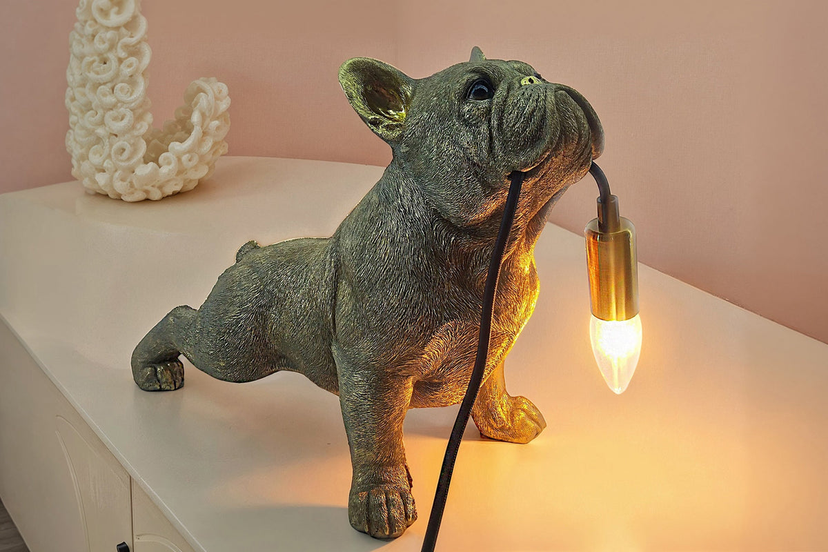 Table lamp BULLDOG 35cm gold dog sculpture