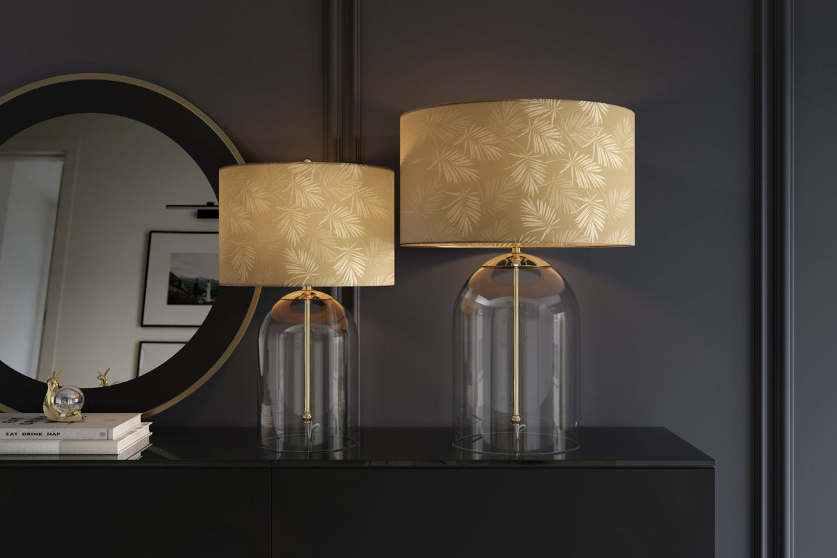 Table lamp CLASSICO 50cm lampshade white golden glass transparent gold