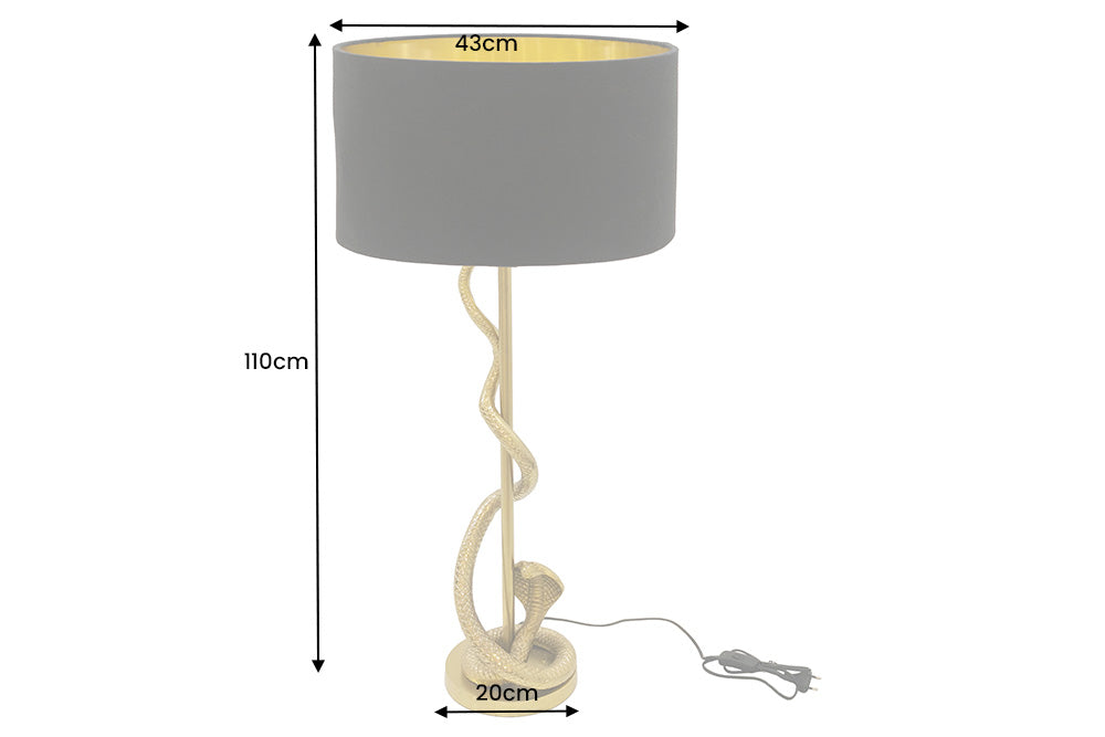 Table lamp COBRA 110cm black lampshade golden frame