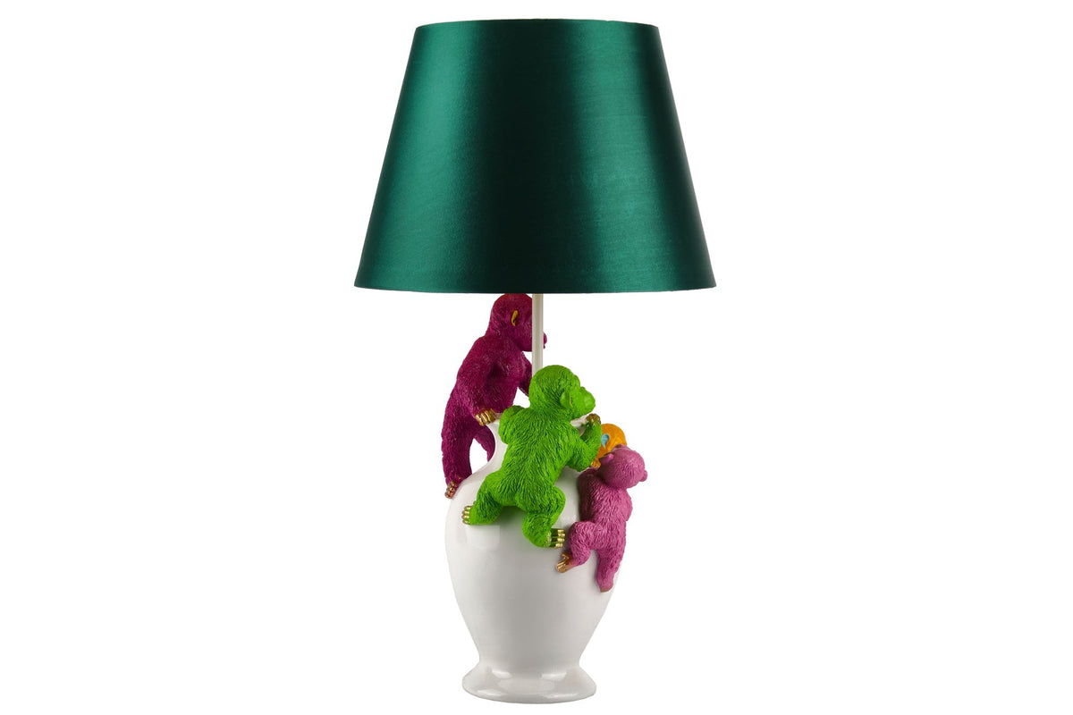 Table lamp MONKEY 55cm multicoloured white green lampshade