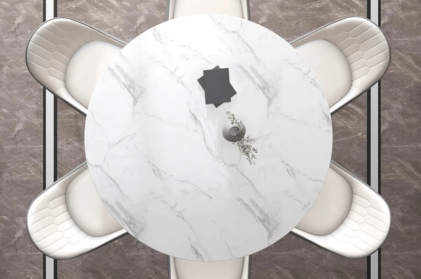 Table à manger ronde avec pied or - ROCK -