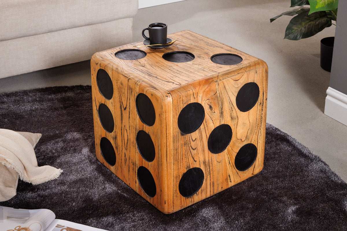 Tabouret cube massif CUBE 40cm table d’appoint en bois mindi naturel empilable