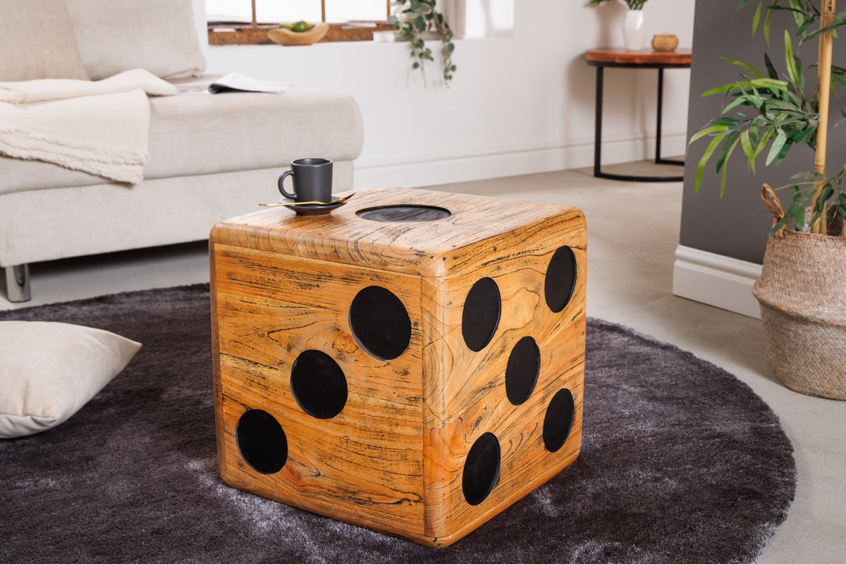Tabouret cube massif CUBE 40cm table d’appoint en bois mindi naturel empilable