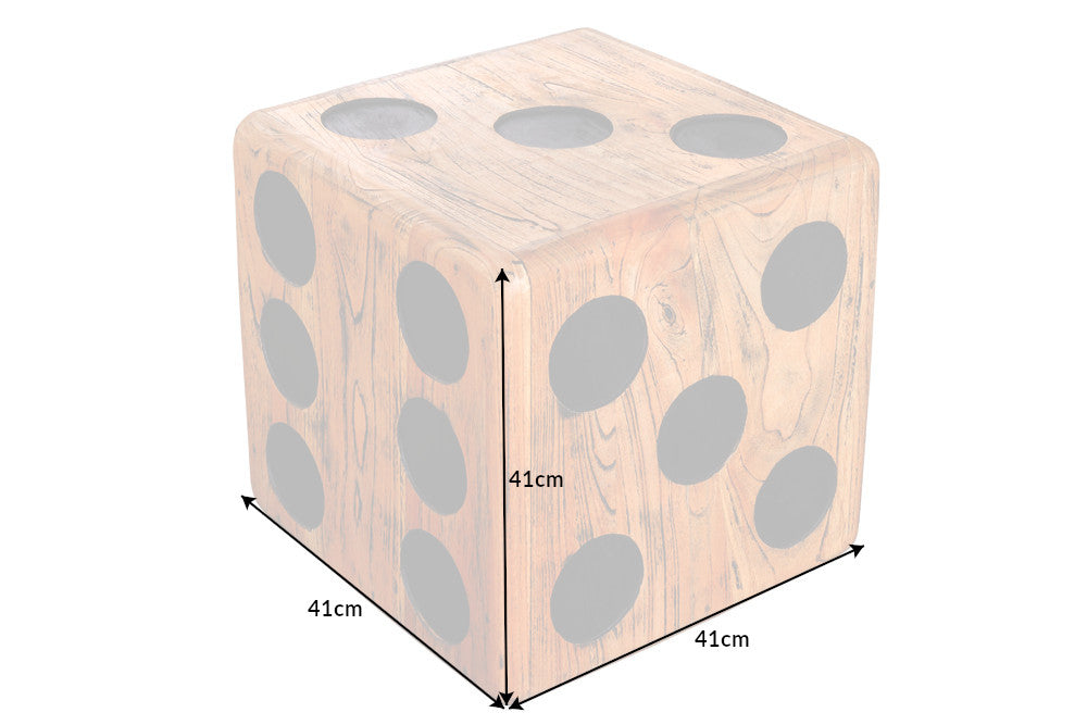 Taburete cubo macizo CUBE 41 cm mesa auxiliar apilable de madera de mindi natural