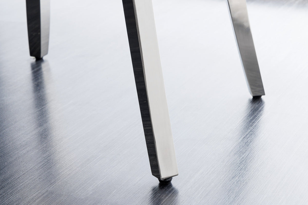 Tabouret de bar design CASTLE DELUXE velours bleu royal acier inoxydable argent avec dossier Chesterfield