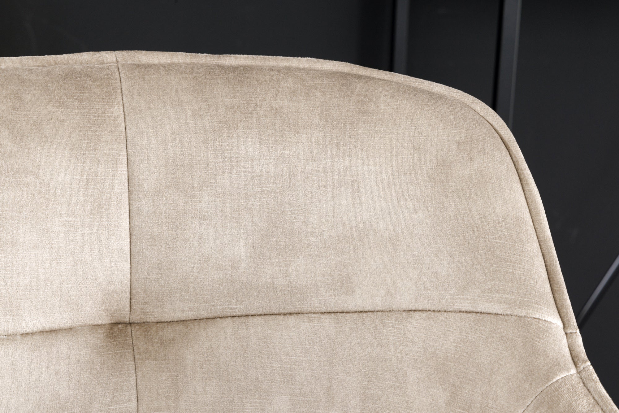 Tabouret de bar design EUPHORIA velours champagne grège pieds métal noir chaise de bar avec dossier
