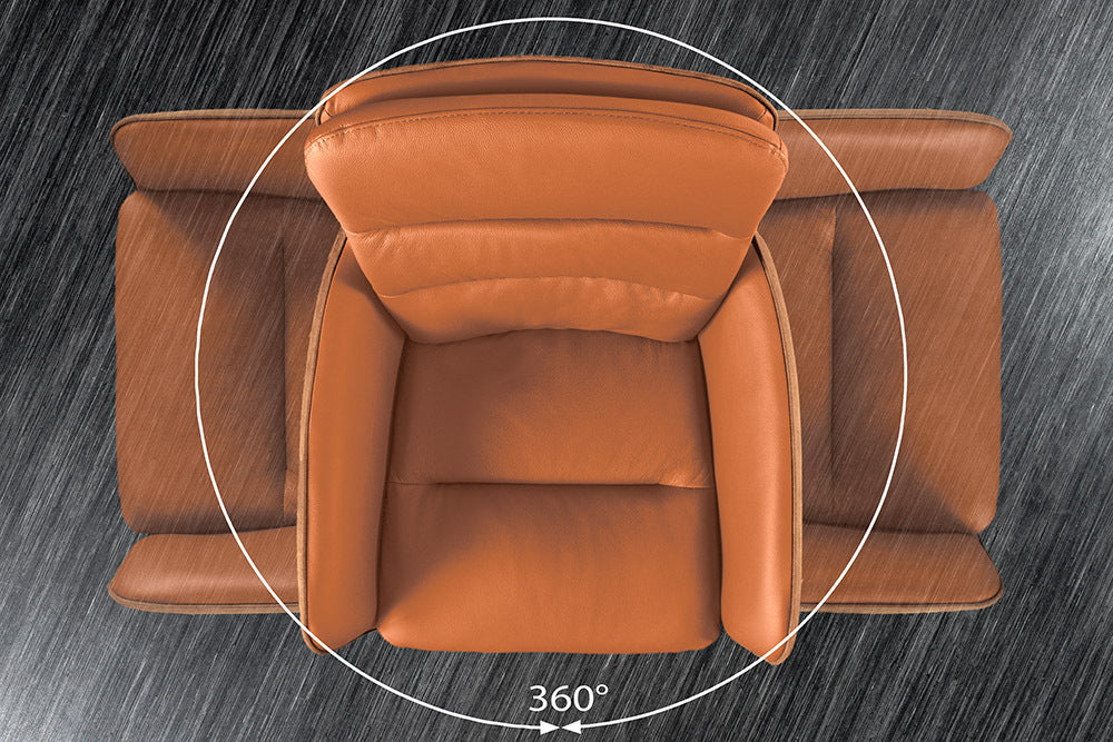 Tabouret de bar design rotatif BIG GEORGE cognac cuir véritable réglable en hauteur avec accoudoirs