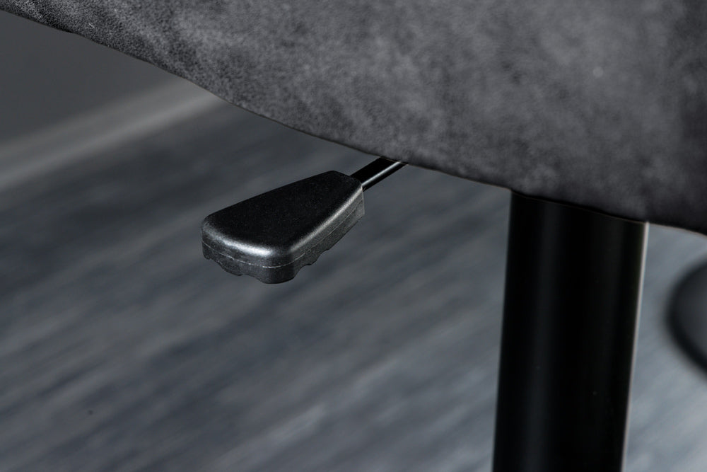 Tabouret de bar design rotatif BIG GEORGE noir anthracite cuir véritable réglable en hauteur avec accoudoirs