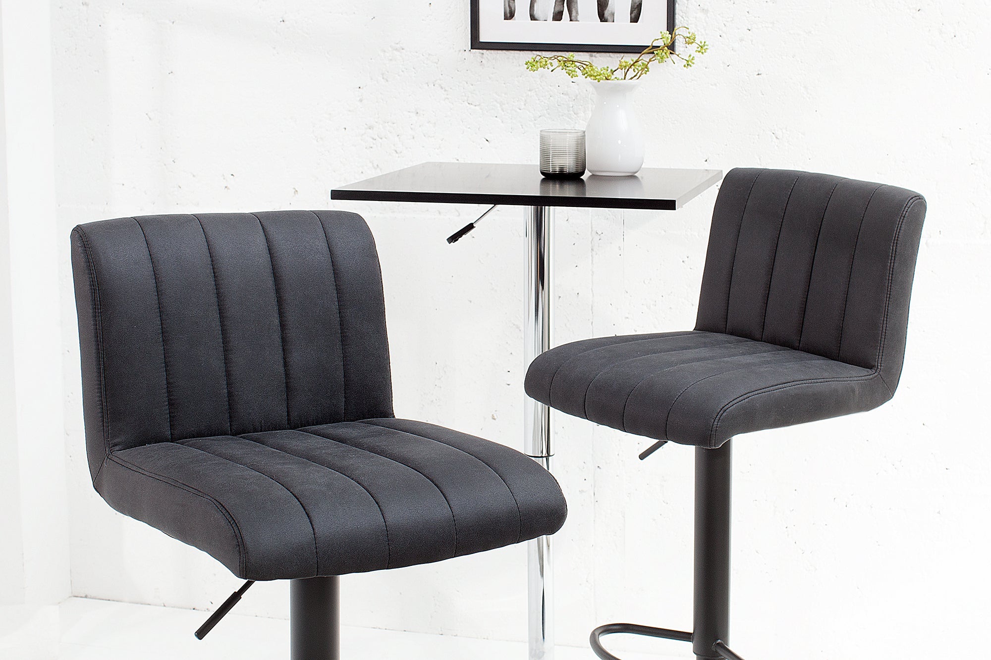 Tabouret de bar pivotant PORTLAND chaise de bar en microfibre gris vintage avec dossier réglable en hauteur