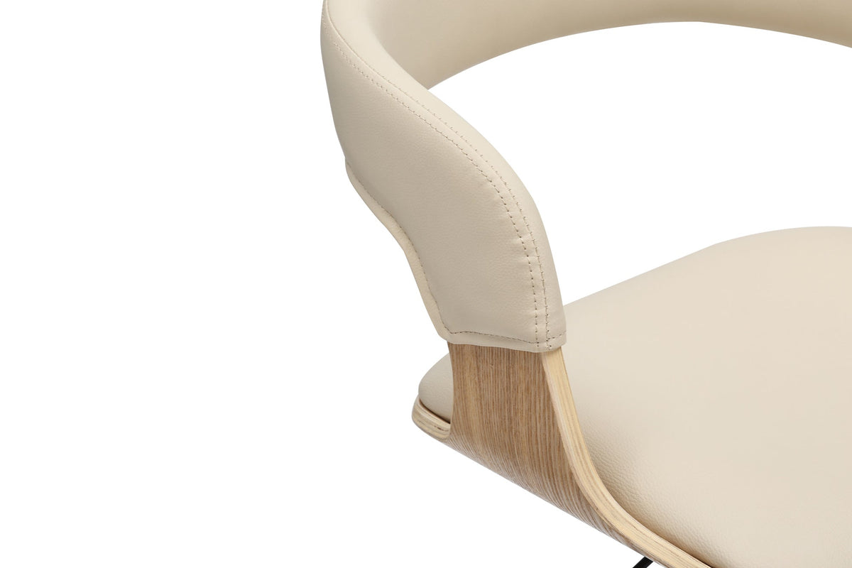 Tabouret de bar réglable en hauteur MANHATTAN naturel chêne crème beige similicuir pivotant (réf. 47716)