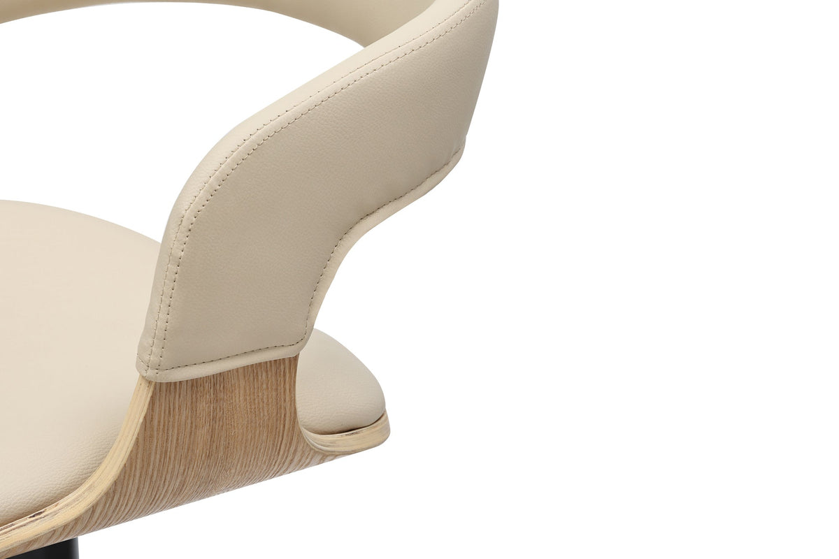 Tabouret de bar réglable en hauteur MANHATTAN naturel chêne crème beige similicuir pivotant (réf. 47716)