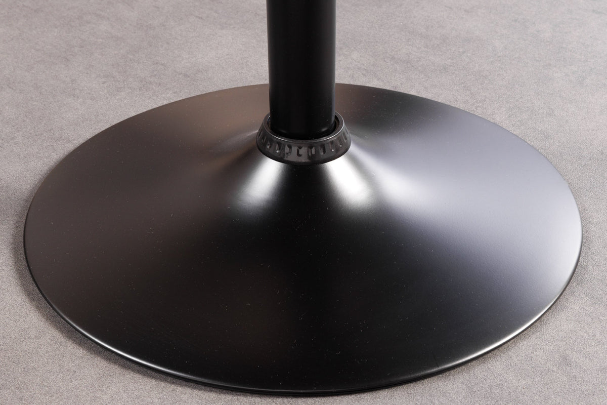 Tabouret de bar rétro MANHATTAN noir, similicuir, bois de noyer, rotatif, hauteur réglable