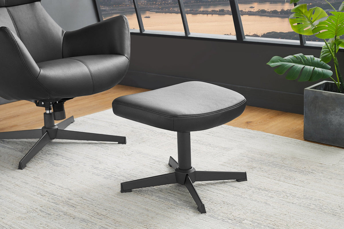 Tabouret design VOGUE 45cm simili cuir noir pieds métal pivotants