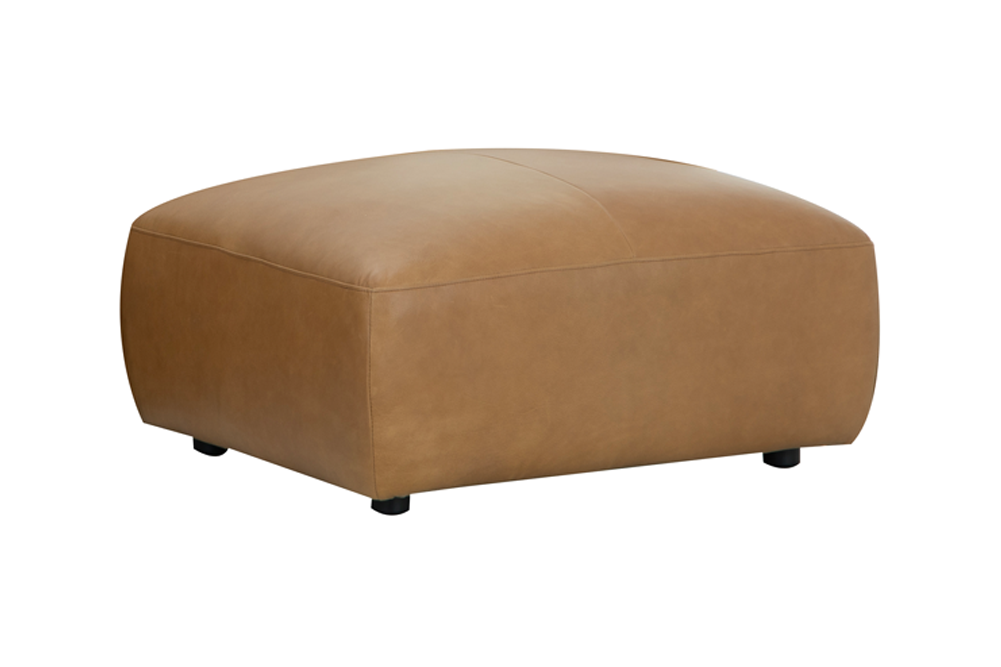 Tabouret en cuir véritable BIG GEORGE 95cm cognac suspension Nosag ressorts ensachés