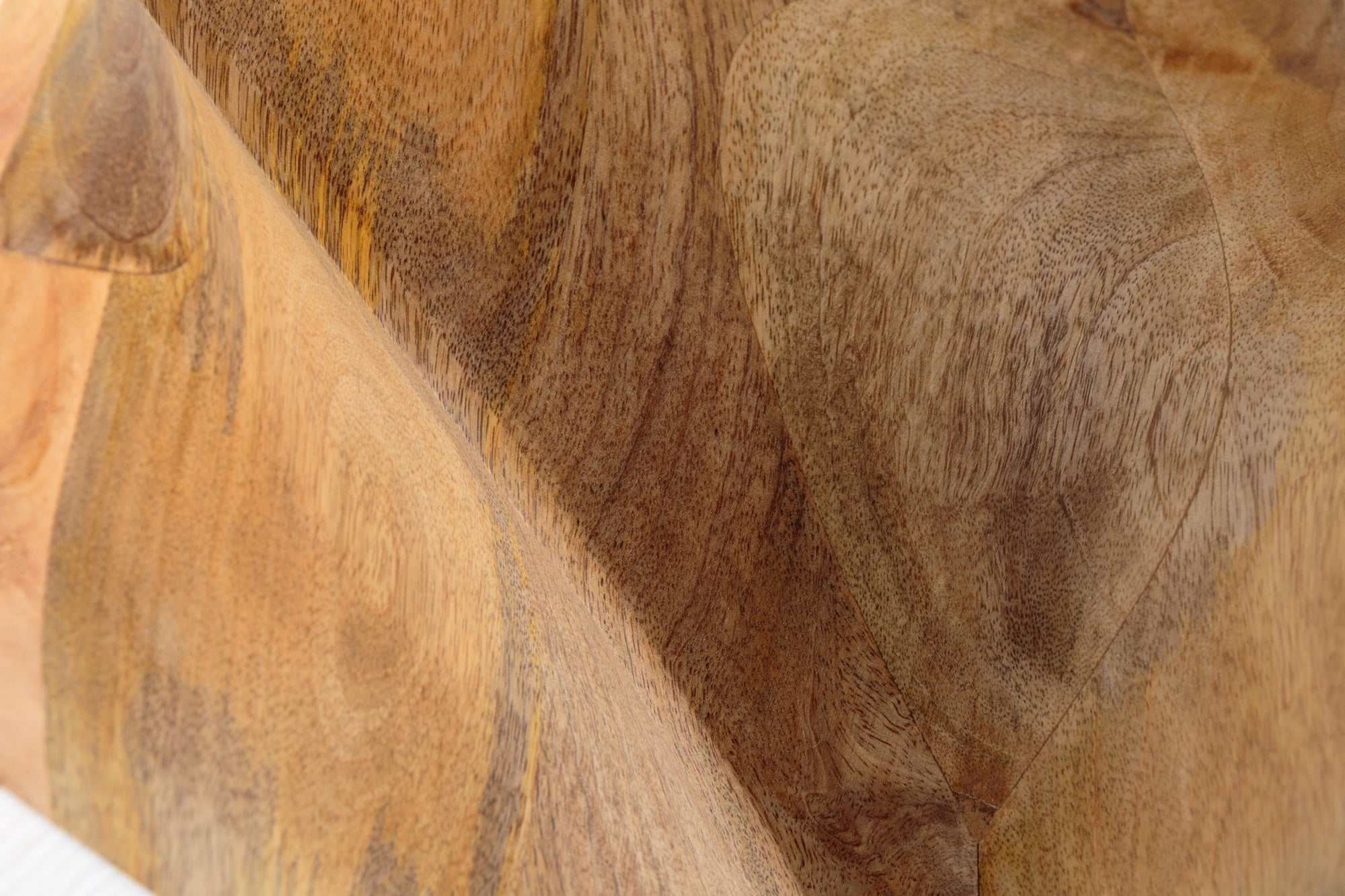 TWIST Taburete macizo de 45cm en madera de mango natural Mesa auxiliar hecha a mano
