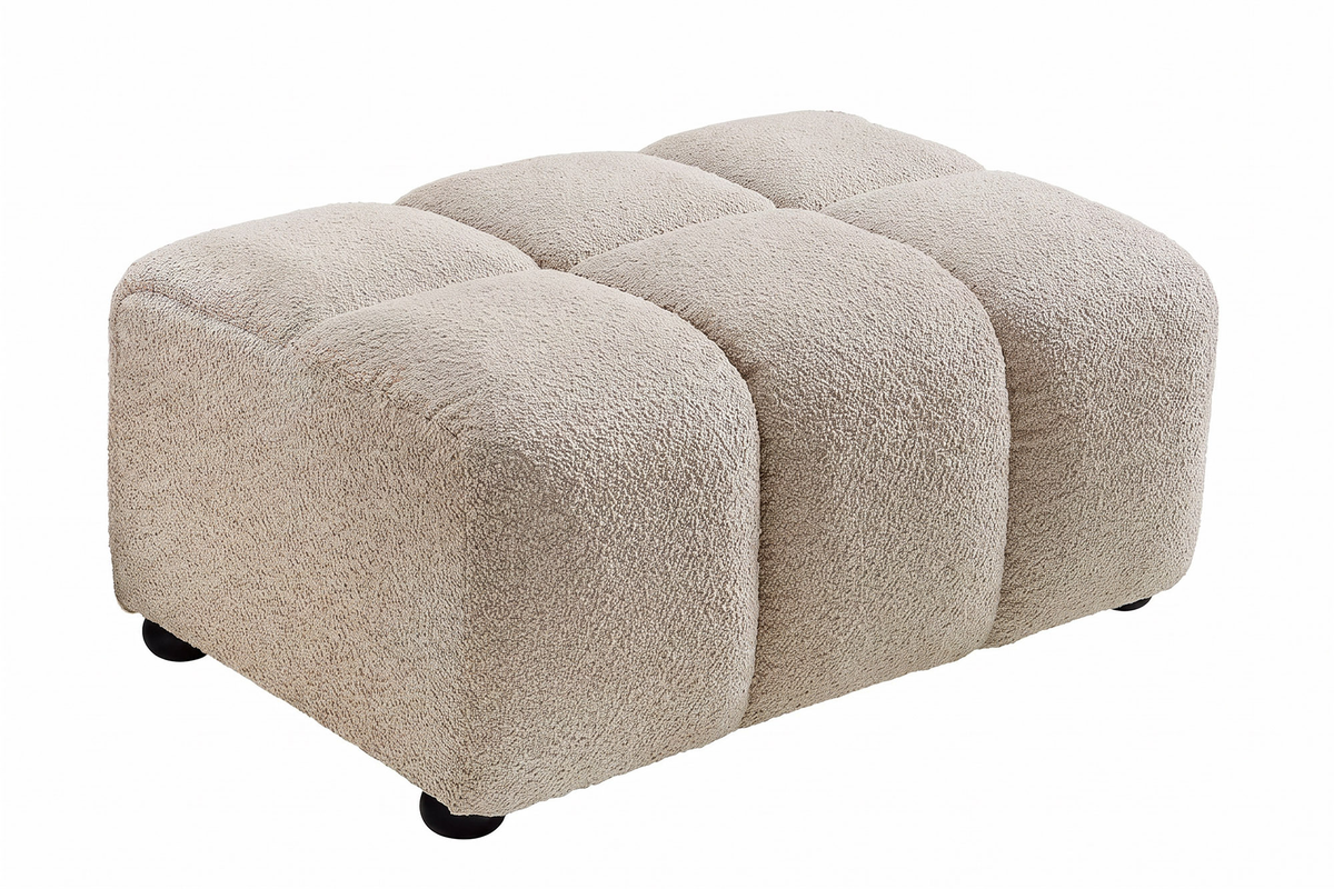 Tabouret moderne CLOUD 100cm champagne greige Bouclé noyau à ressorts repose-pieds tabouret