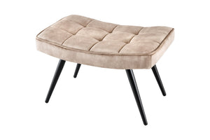 Tabouret moderne SCANDINAVIA beige champagne velours pieds métalliques noirs repose-pieds